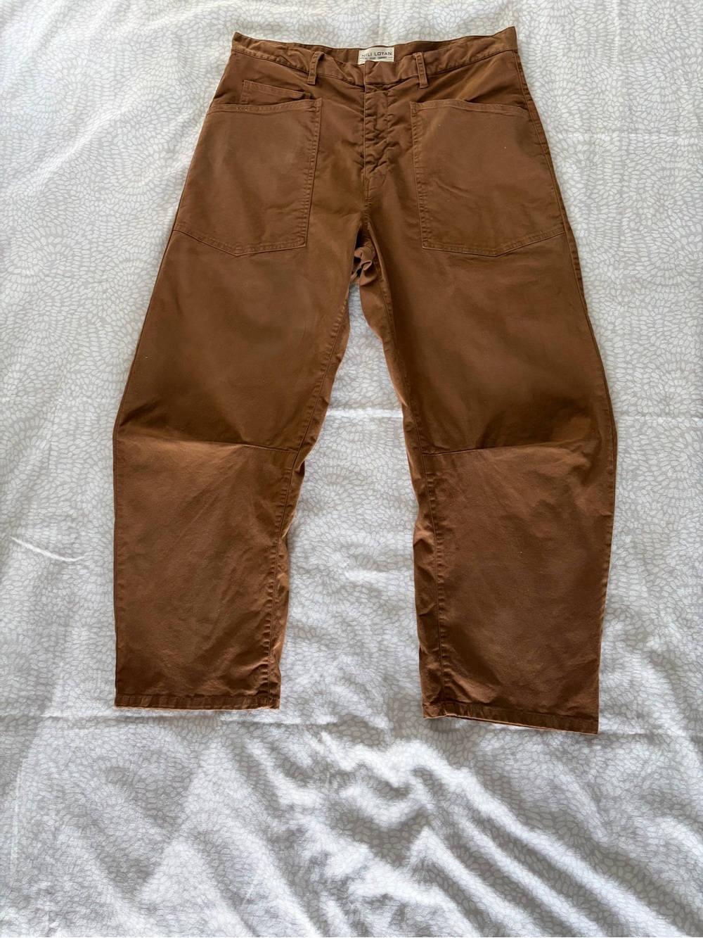 NILI LOTAN Shon Cotton Pant Mid-Rise Barrel Leg Pant size 10 - Picture 3 of 9